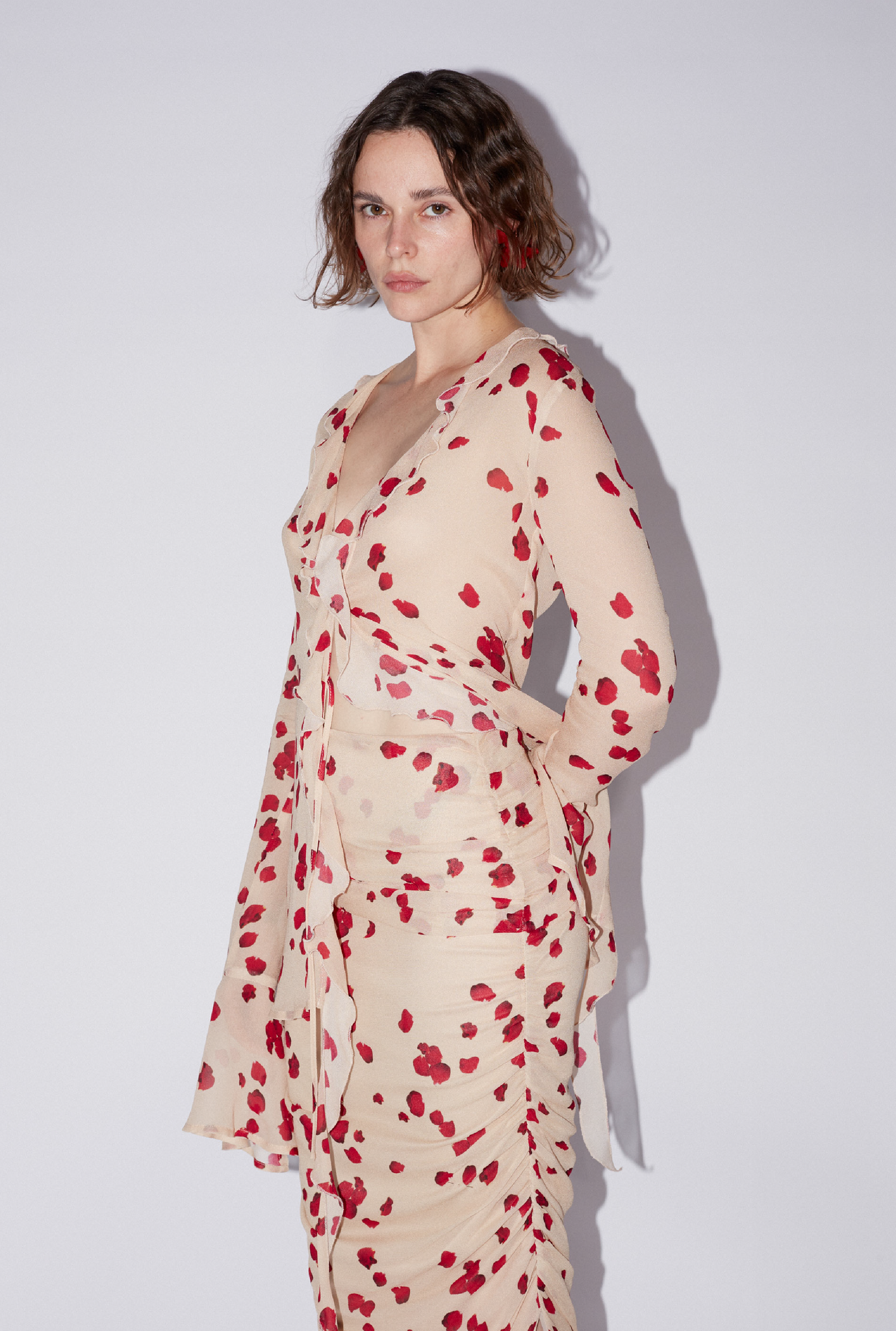 Nude rose chiffon skirt