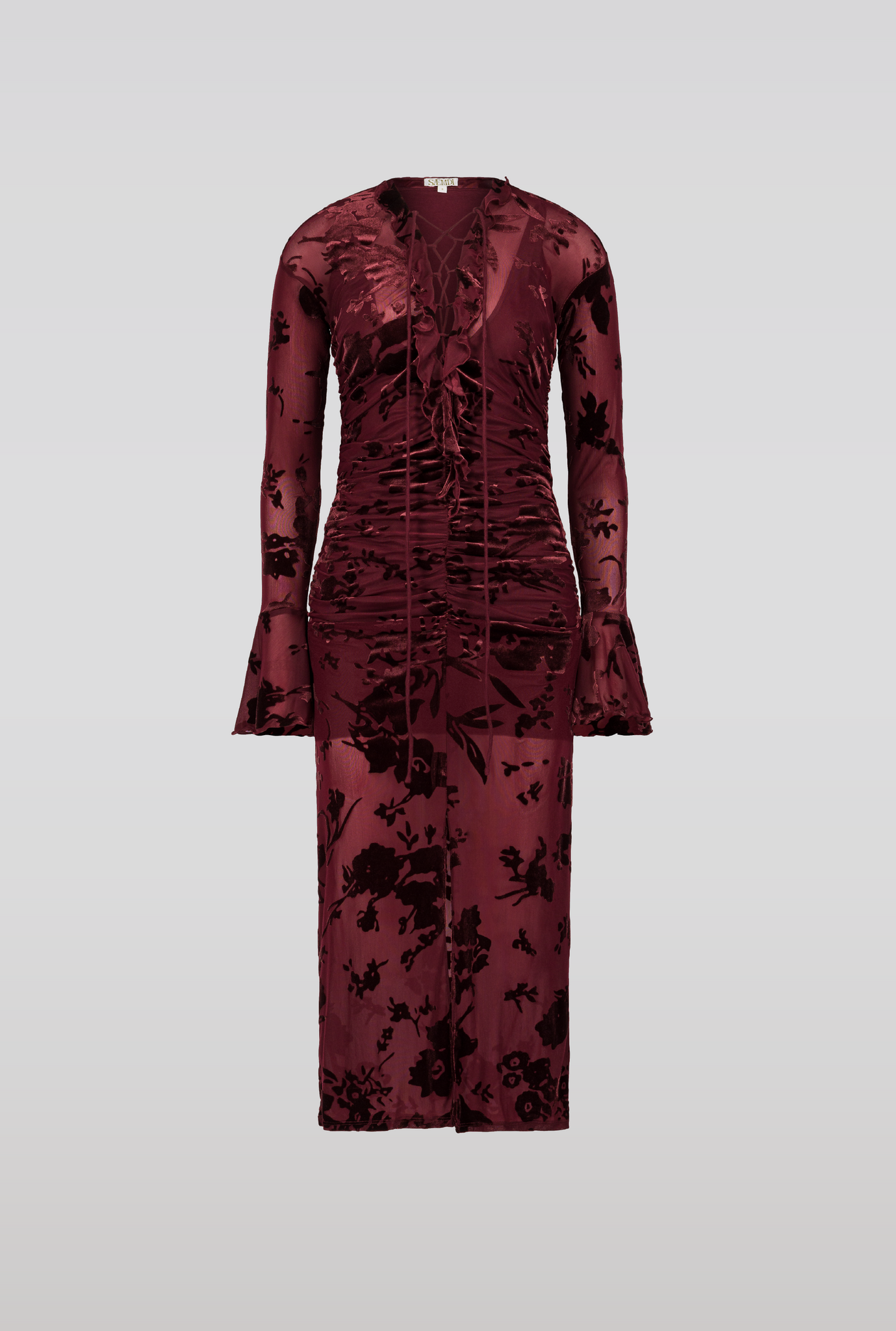 Flocked mesh dress