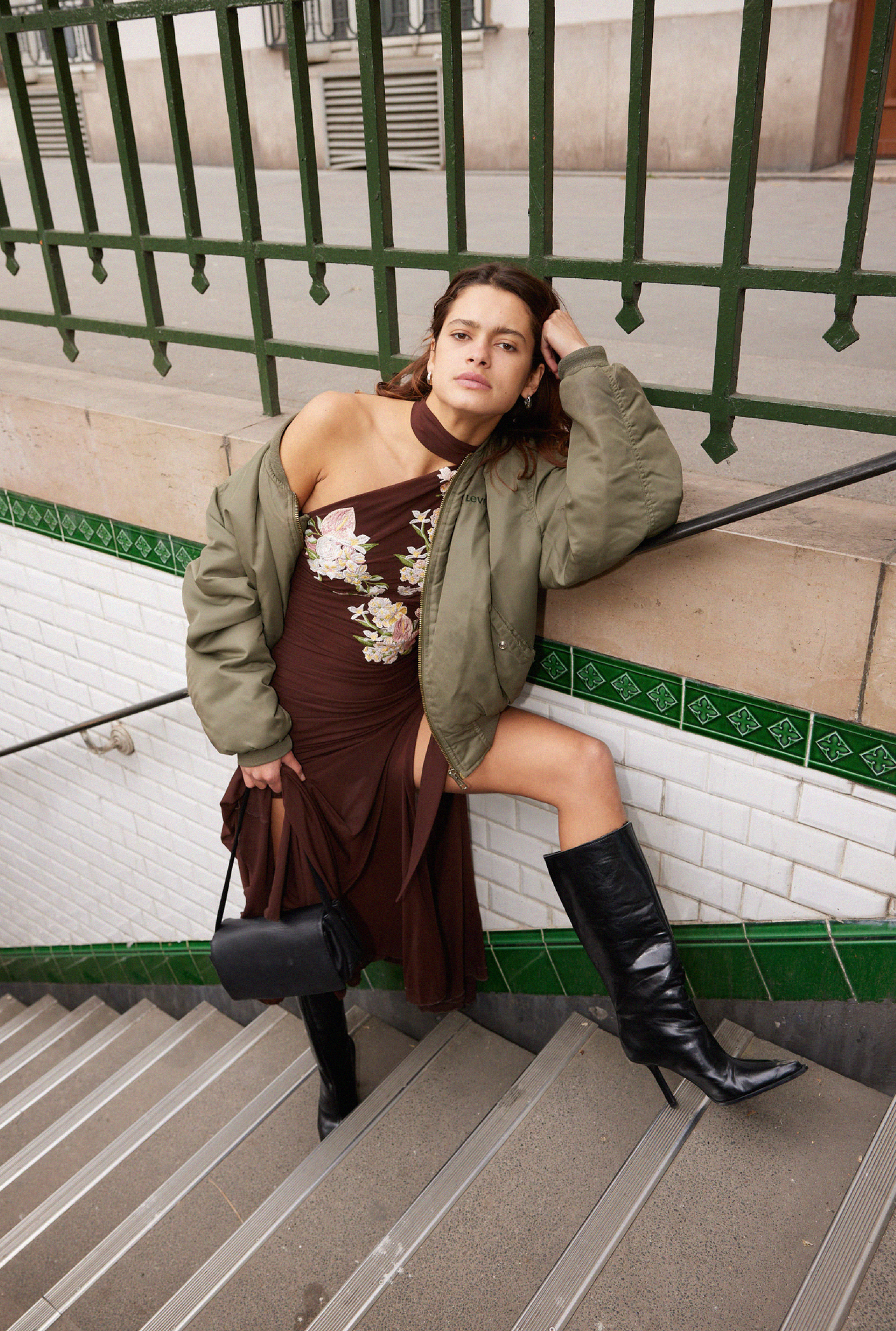 Embroidered Mesh Dress