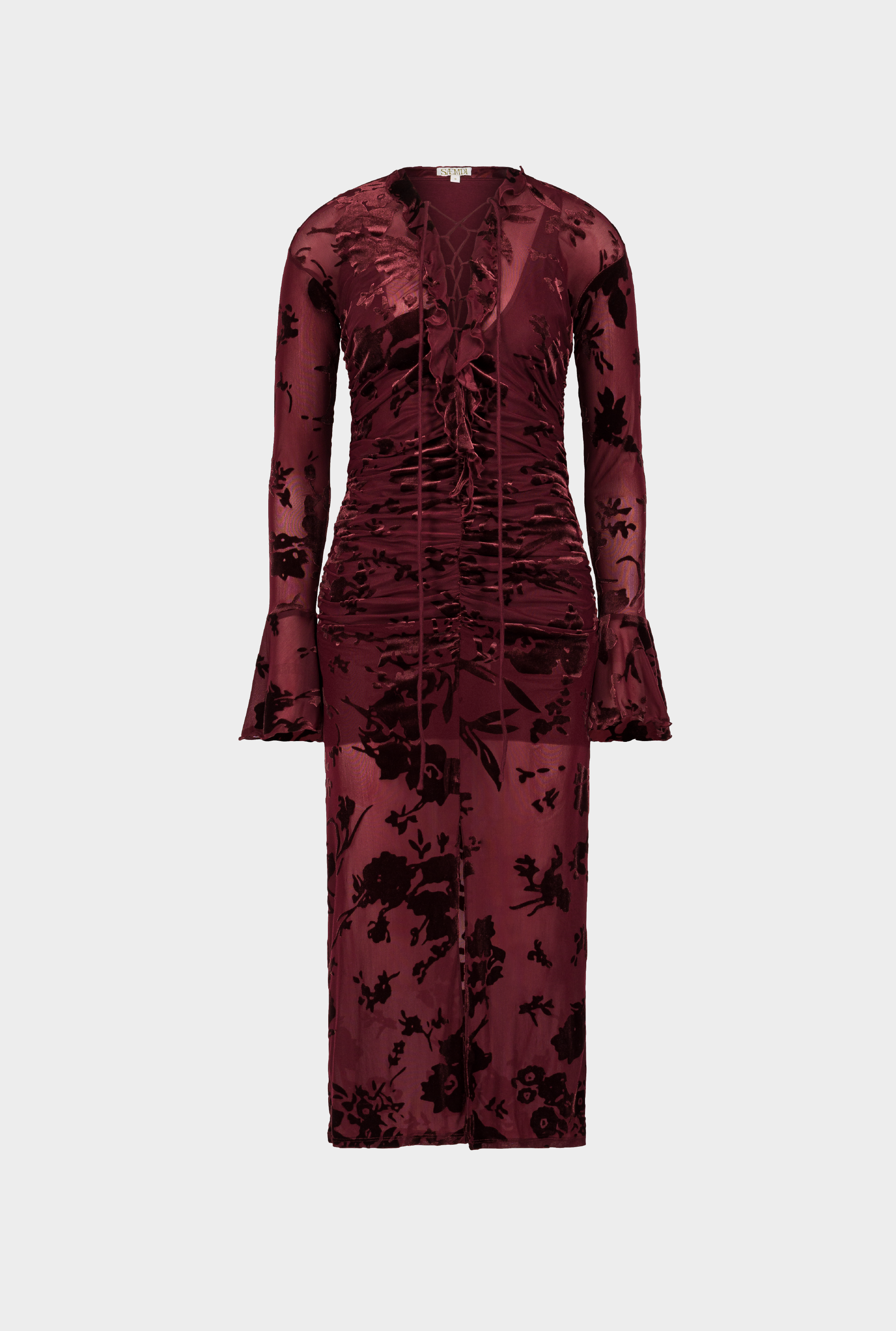 flocked floral long sleeve dress MARISE DRESS – SAEMDI