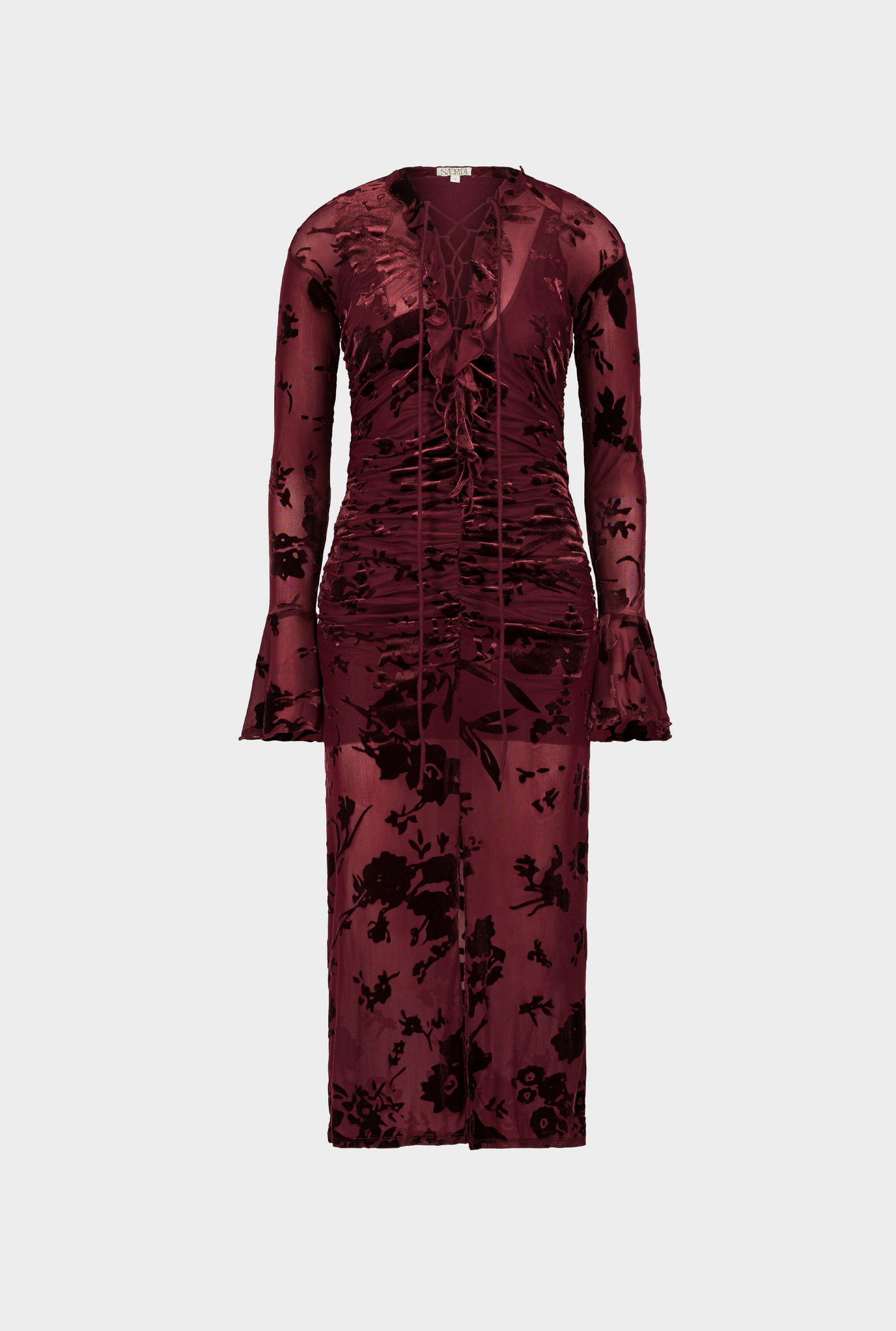 Flocked mesh dress
