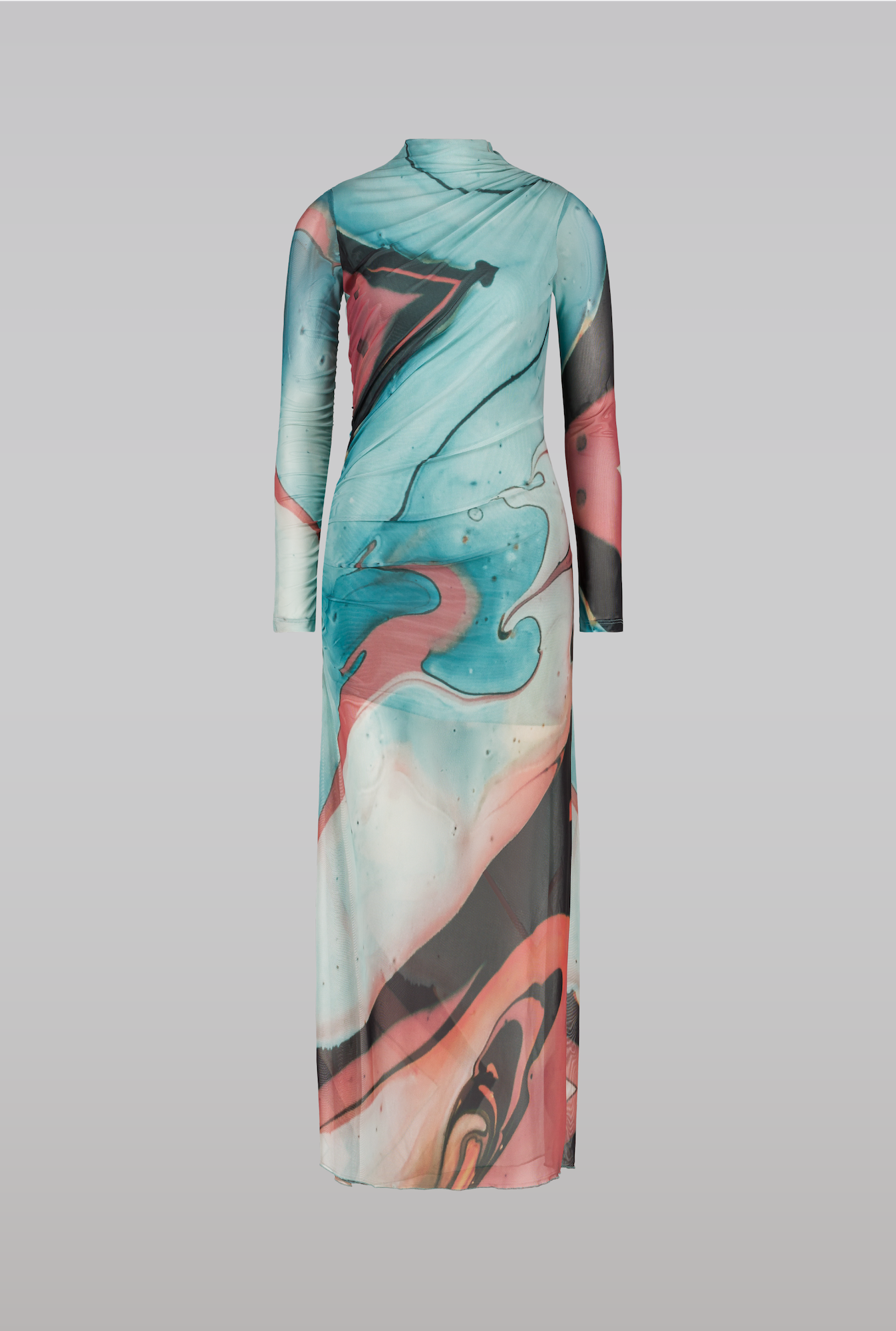 mesh embroidered maxi dress saemdi Draped mesh dress – SAEMDI