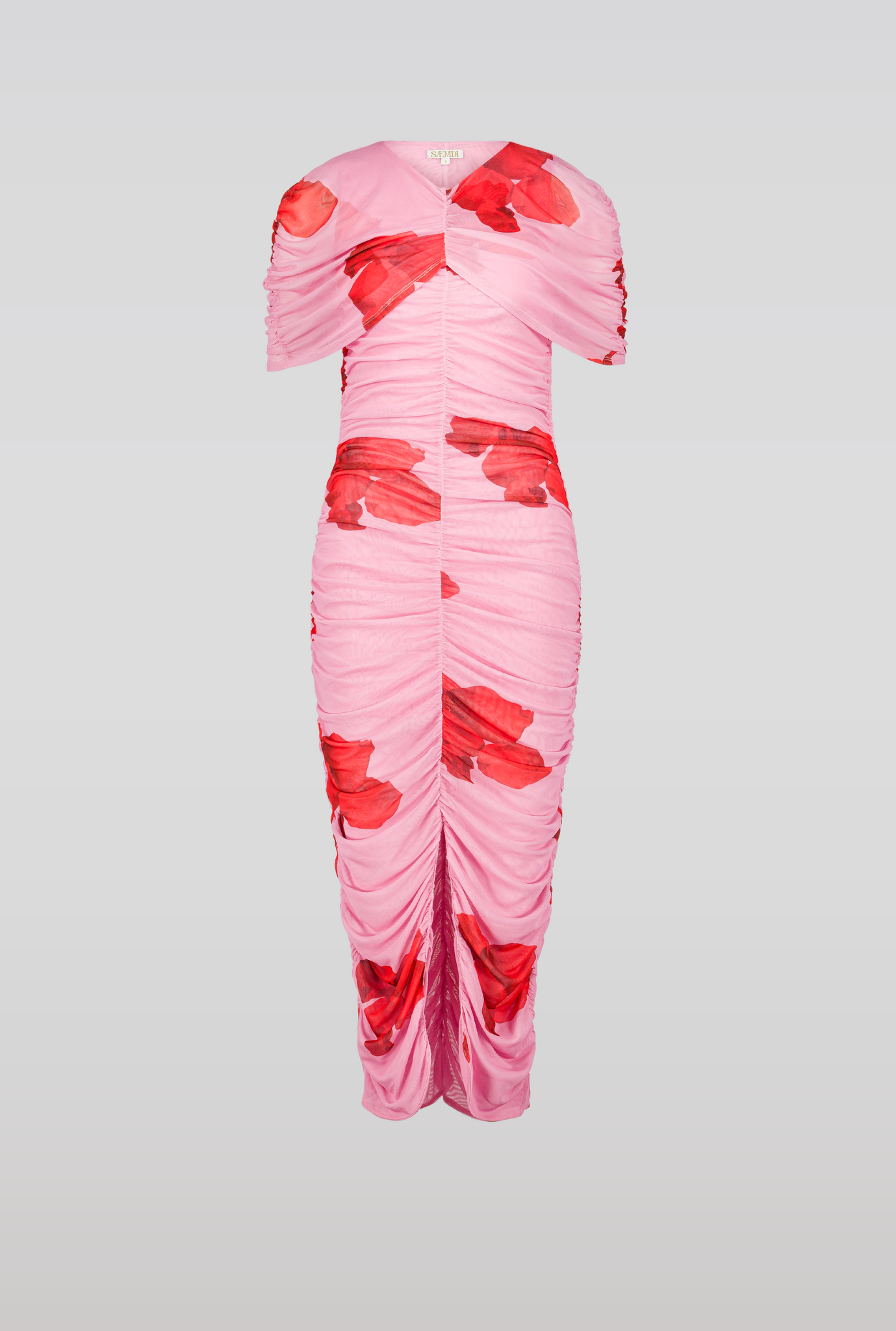 Draped floral midi dress