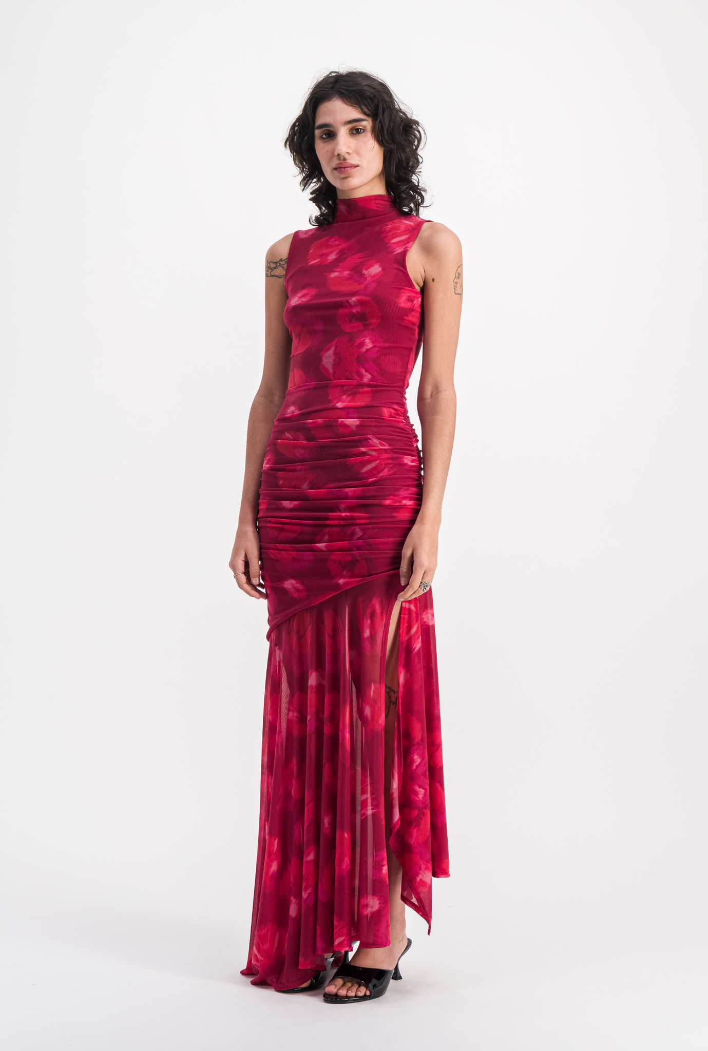 Draped mesh dress
