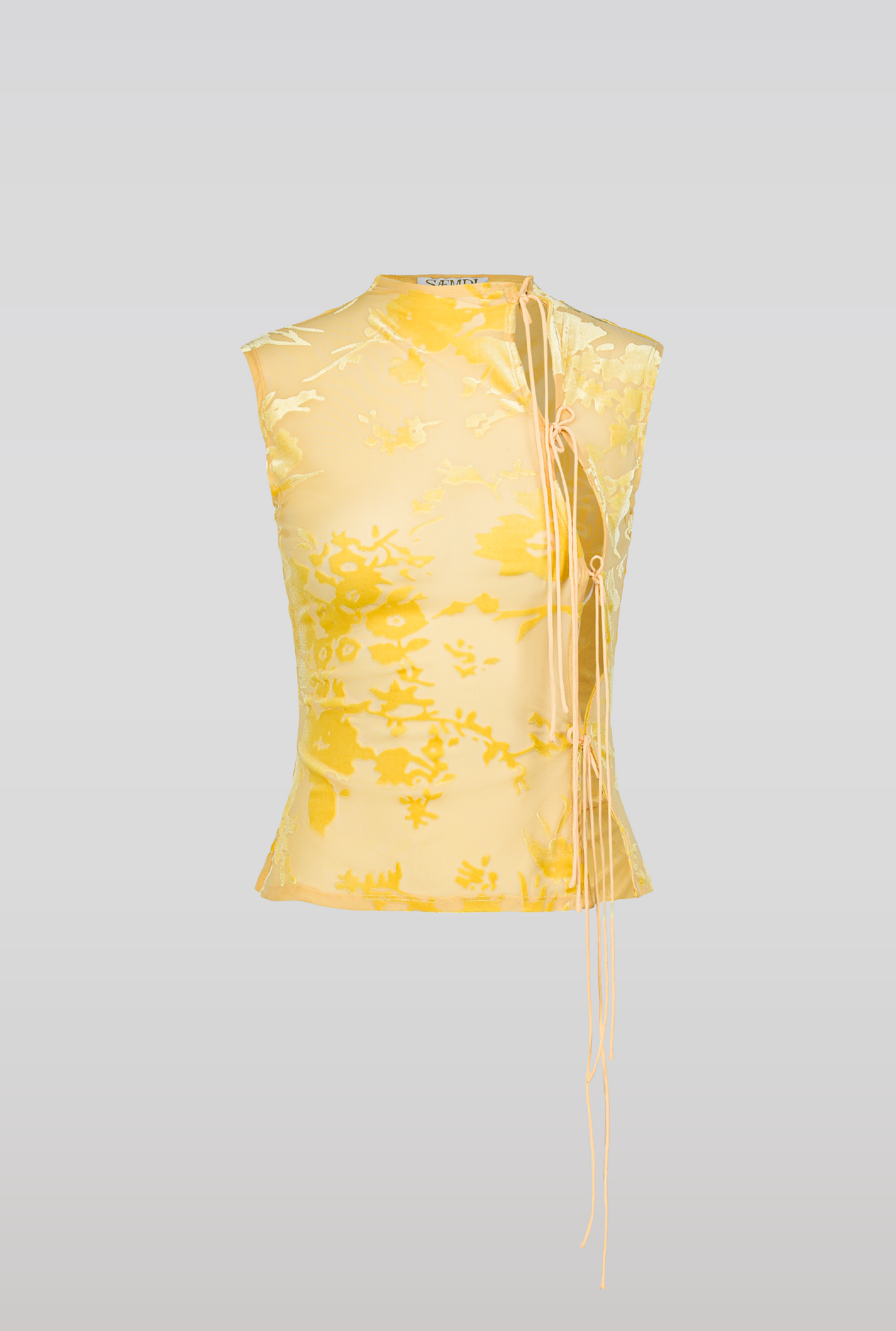 Flocked floral velvet top